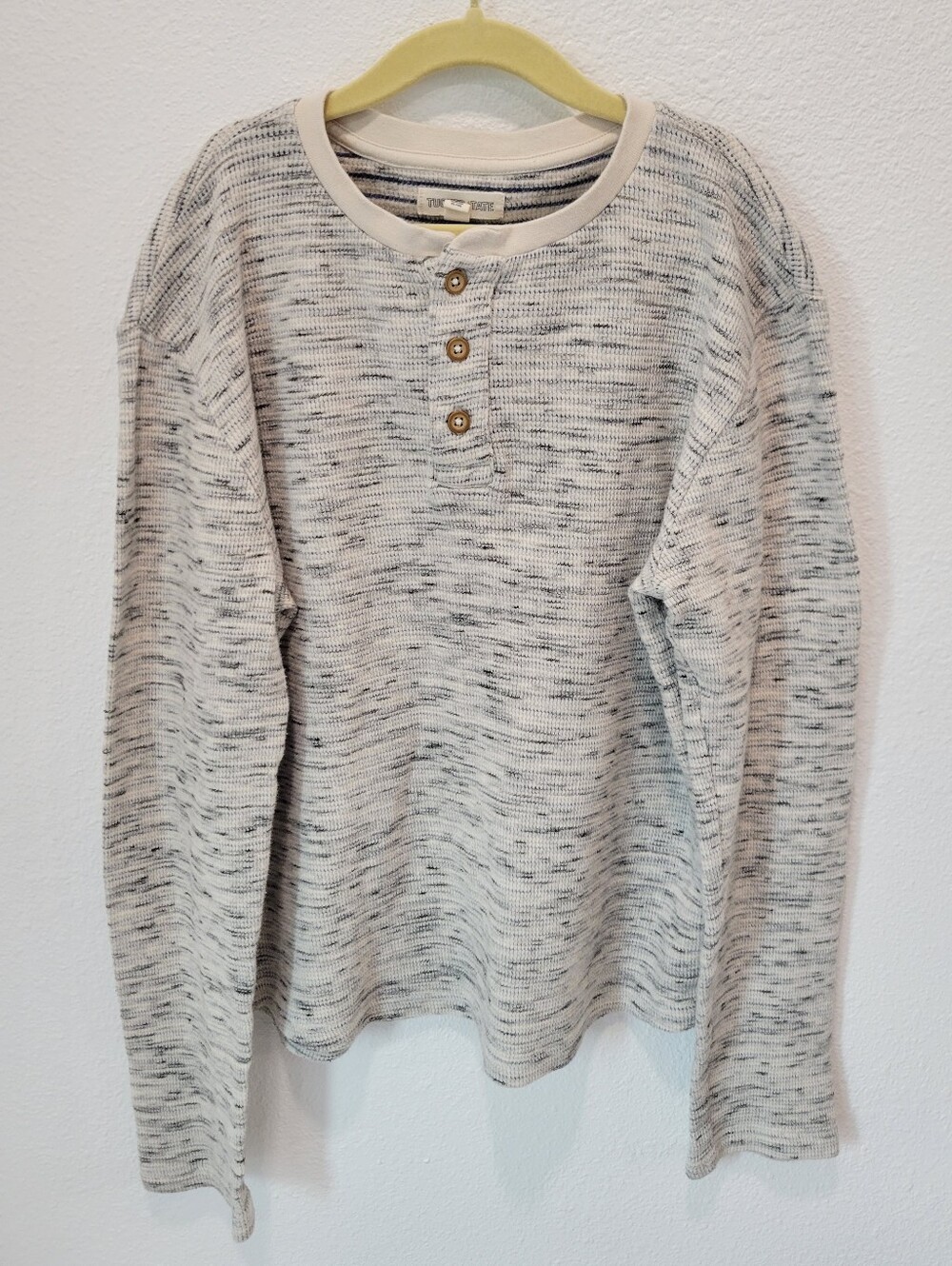 Tucker‎ + Tate Boys L 10/12 Textured Henley Shirt Gray Blue Cream Long Sleeve